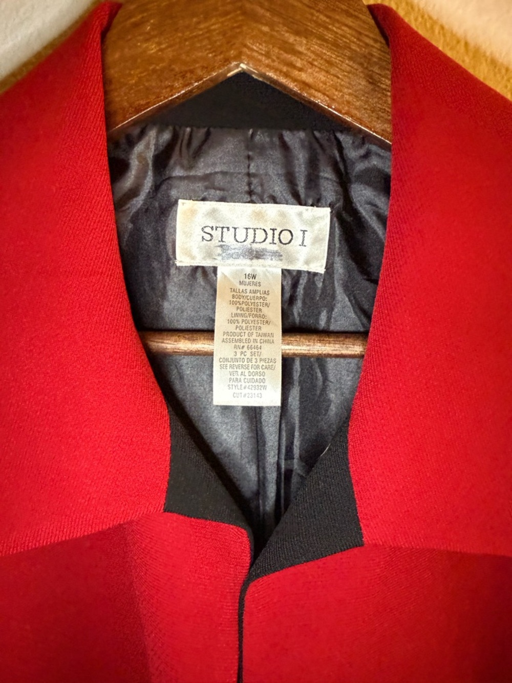 Studio I Vibrant Red Wool-Blend Pea Coat - Picture 3 of 4